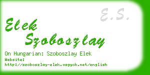 elek szoboszlay business card